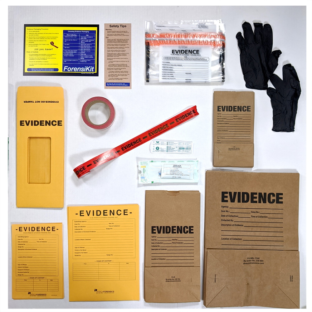 Contents of the Evidence Packaging ForensiKit box