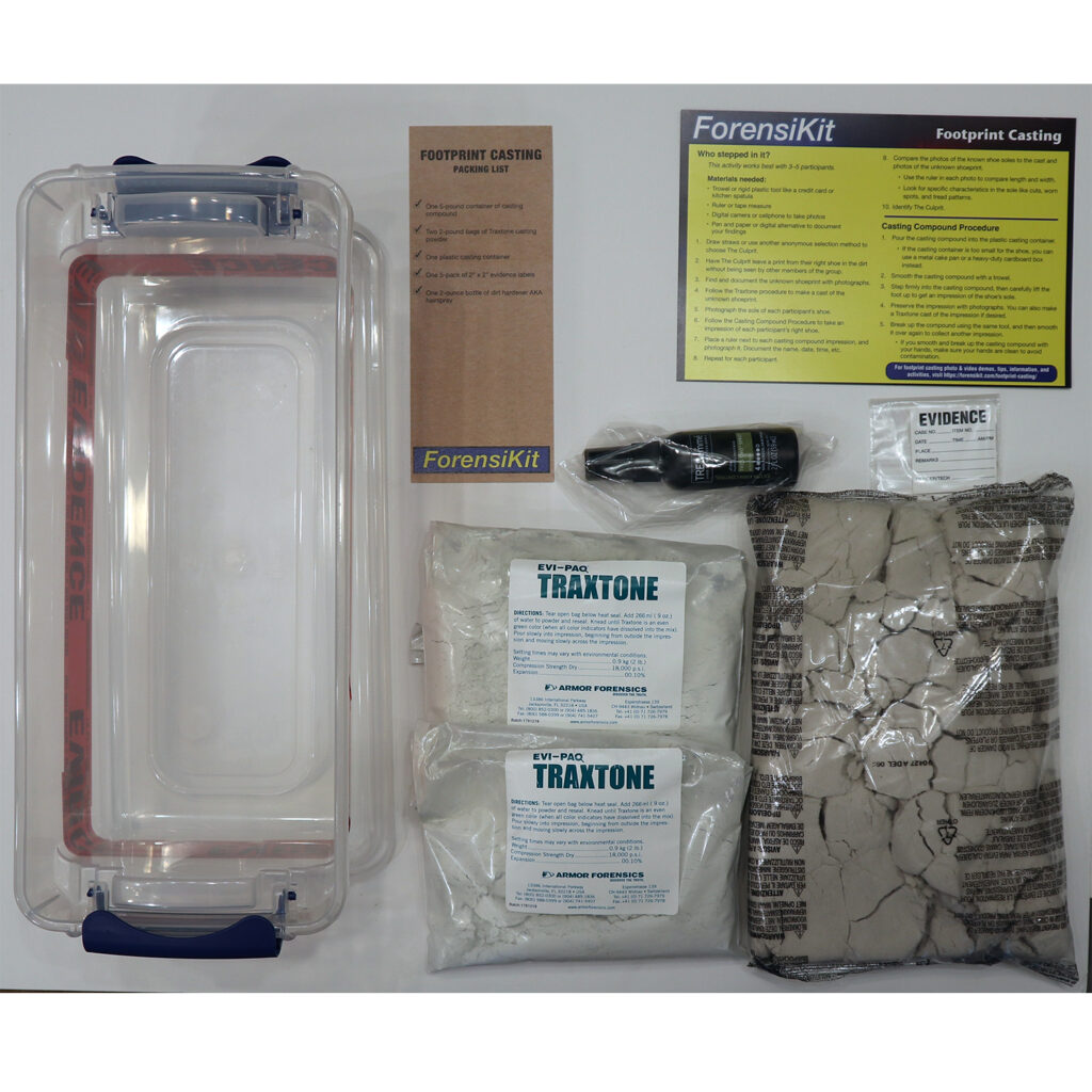 Contents of the ForensiKit by Crime Scene - Footprint Casting box